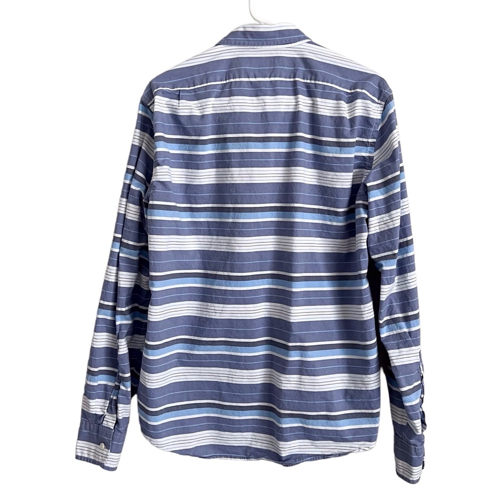 LAST CALL SALE! J Crew Men’s Large Blue White Stripe Button Down Collard Shirt - Picture 2 of 8